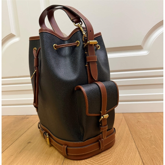 Mulberry Bucket Black & Cognac Scotchgrain